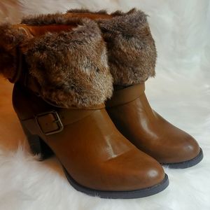 Brown Fur "JustFab" Boots